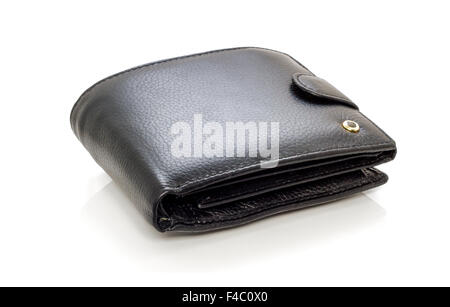 A black leather purse isolated on white background Stock Photo - Alamy