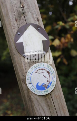 Wye Valley Walk, route sign post Stock Photo