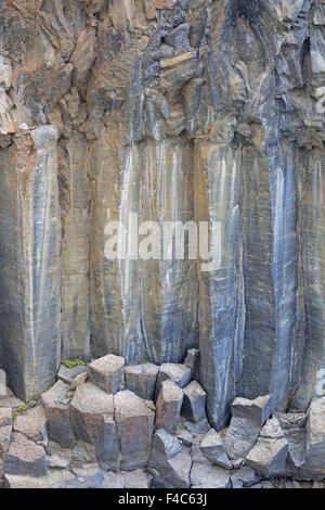 Basalt columns near Aldeyjarfoss waterfall Iceland Stock Photo