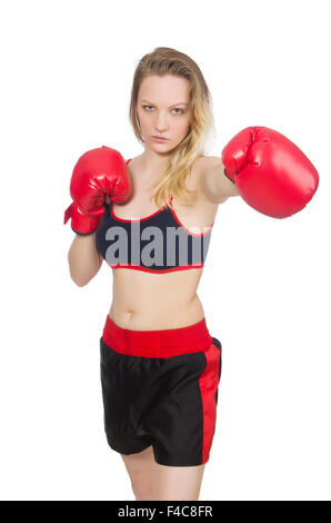 Woman boxer on white background Stock Photo