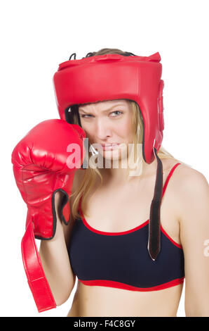 Woman boxer on white background Stock Photo