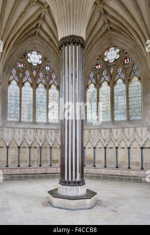 Wells Cathedral, Somerset, UK. The chapter house, built about 1300 in the Decorated style. Stock Photo
