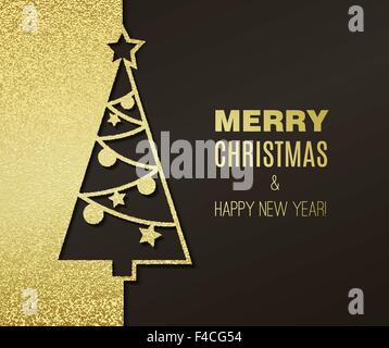 Christmas tree with glitter effect. Vector card design Stock Vector ...