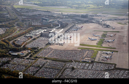 aerial view of Manchester International Airport, UK Stock Photo