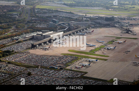 aerial view of Manchester International Airport, UK Stock Photo