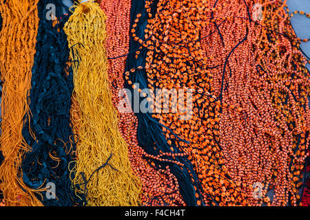 India, Odisha, Subarnapur District, Sonepur, Colorful threads for sale during Sonepur Cattle Fair Stock Photo