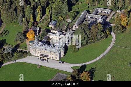 aerial view of Thorp Perrow House and Arboretum near Bedale, North Yorkshire, UK Stock Photo