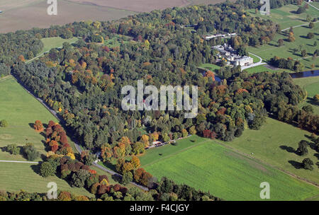 aerial view of Thorp Perrow Arboretum near Bedale, North Yorkshire, UK Stock Photo