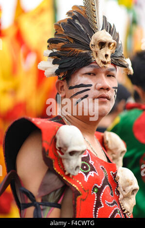 The shaman  of Singkawang. This celebration is highlighted with the parade of the ancient of Tatung. Stock Photo