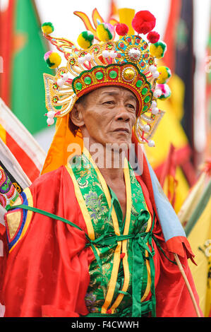 The shaman  of Singkawang. This celebration is highlighted with the parade of the ancient of Tatung. Stock Photo