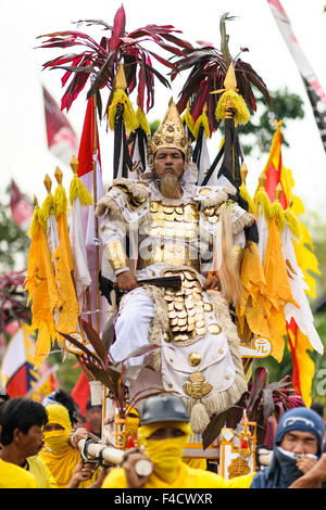 The shaman  of Singkawang. This celebration is highlighted with the parade of the ancient of Tatung. Stock Photo