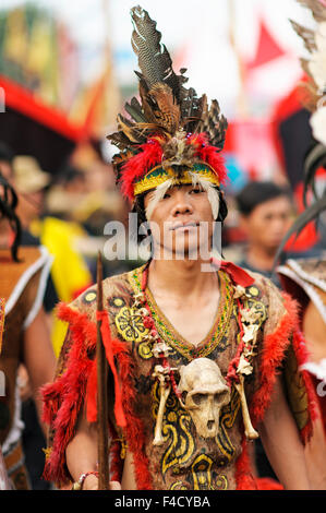 The shaman  of Singkawang. This celebration is highlighted with the parade of the ancient of Tatung. Stock Photo