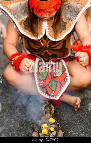 The shaman  of Singkawang. This celebration is highlighted with the parade of the ancient of Tatung. Stock Photo