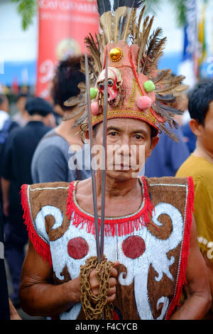 The shaman  of Singkawang. This celebration is highlighted with the parade of the ancient of Tatung. Stock Photo