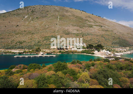 Albania, Albanian Riviera, Port Palermo, elevated view Stock Photo