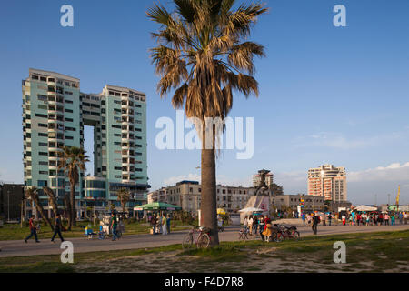 Albania, Durres, buildings along the beachfront promenade Stock Photo