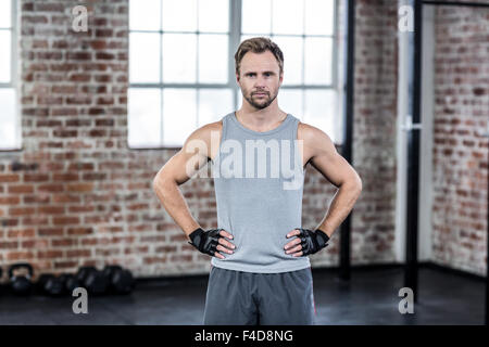 Fit man posing face to the camera Stock Photo