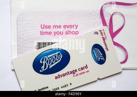 Boots Advantage card, Boots card, Boots loyalty card with keyfob Stock Photo