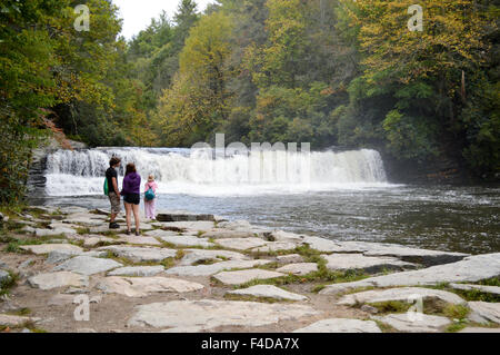 This is Hooker Falls located in the Dupont State Forest, near Brevard, North Carolina. Stock Photo