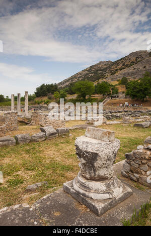 Greece, East Macedonia and Thrace, Philippi, ruins of ancient city founded in 360 BC, view of the Forum Stock Photo