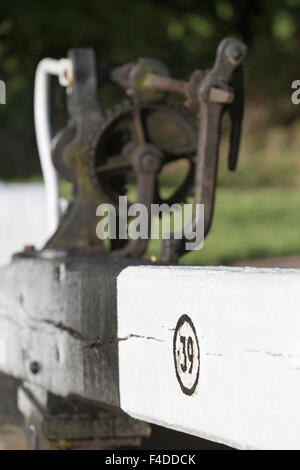 UK, Tardebigge, lock gates to lock no 39 at the Tardebigge lock flight on the Birmingham to Worcester canal. Stock Photo