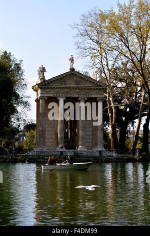 Temple of Aesculapius in the villa Borghese gardens in Rome Italy Stock Photo