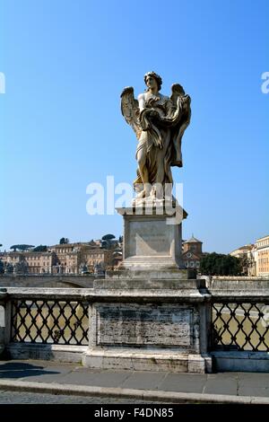 statue on the vittorio emanuele II bridge in Rome Italy Stock Photo