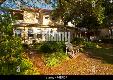 USA, Florida, Cedar Key. Eagle Cedar Mill House, now Cedar Key Bed And Breakfast. Originally built as mill employee housing, later used as a boarding house. Stock Photo