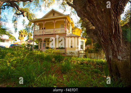 USA, Florida, Cedar Key. Eagle Cedar Mill House, now Cedar Key Bed And Breakfast. Originally built as mill employee housing, later used as a boarding house. Stock Photo