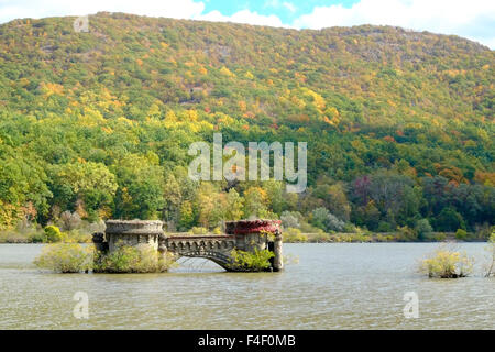 Remains of a bridge to Bannerman's Castle on Bannerman Island, New York. USA Stock Photo