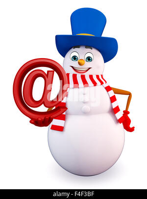 3d rendered illustration of snowman with at the rate sign Stock Photo