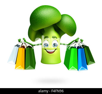 3d rendered illustration of cartoon character of broccoli Stock Photo