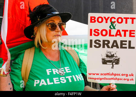 A number of members and supporters of the Scottish Palestine Solidarity Campaign attended a rally in Glasgow city centre. This was one of a number of rallies to be held across Scotland in support of the Palestinians and against the alleged occupation of Palestine by Israel. The rally was addressed by a number of speakers including ALEX ROWLEY, MSP, Deputy Leader of the Scottish Labour Party. Stock Photo