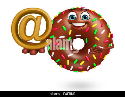 3d rendered illustration of na cartoon character with at the rate sign Stock Photo