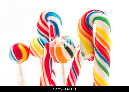 Vintage lollipops isolated on white. Stock Photo