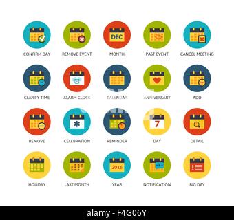Round  icons thin flat design, modern line stroke style Stock Vector