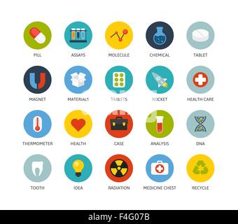 Round icons thin flat design, modern line stroke style Stock Vector