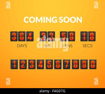 Coming Soon, flip countdown timer panel Stock Vector