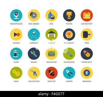 Round icons thin flat design, modern line stroke style Stock Vector