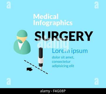 Medical healthcare infographic set with isometric flat icons, surgery concept Stock Vector