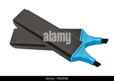 Blue highlighter isolated on white background Stock Photo