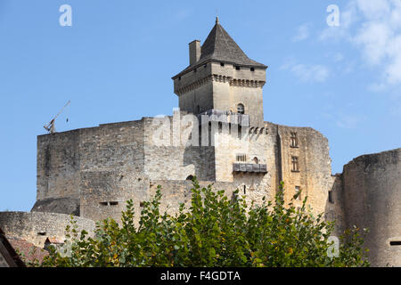 The keep of the Castelnaud la Chapelle castle, in the black Perigord (France). Le donjon du château de Castelnaud la Chapelle. Stock Photo