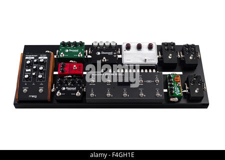 A Pedal Board photographed in the studio on a white background. Stock Photo