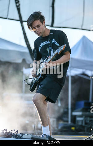 Music Artist THE NEIGHBOURHOOD performs at the Red Hat Amphitheater in North Carolina.  The Neighbourhood (sometimes stylized as 'THE NBHD') is an American rock band formed in August 2011. The band is composed of vocalist Jesse Rutherford, guitarists Jeremy Freedman and Zach Abels, bassist Mikey Margott and drummer Brandon Fried. Stock Photo