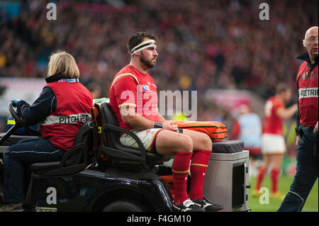 Twickenham Stadium, London, UK. 17th October, 2015. Scott Baldwin wheeled off for medical attention after suffering concussion. Stock Photo