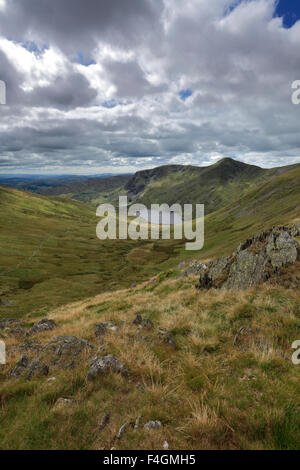 Summer view over Small Water and Haweswater Reservoir, Lake District National Park, Cumbria, England, UK Stock Photo