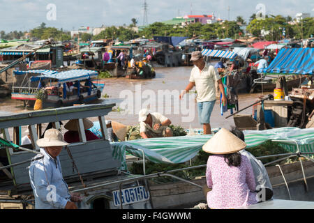 boats at the Cai rang floating markets,Can Tho, on the mekong river,mekong delta,Vietnam Stock Photo