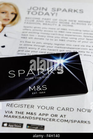 London, UK. 18th October 2015: Retailer M&S launches ‘Sparks’ loyalty card to shareholders and holders of M&S credit and debit cards before launching nationally through stores on 22nd October. Credit:  CAMimage/Alamy Live News Stock Photo