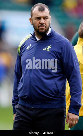 London, UK. 18th October, 2015. Michael Cheika Australia V Scotland Australia V Scotland, Rugby World Cup 2015 Twickenham, London, England 18 October 2015 Rugby World Cup 2015, Quarter Finals Twickenham Stadium, London, England Credit:  Allstar Picture Library/Alamy Live News Stock Photo