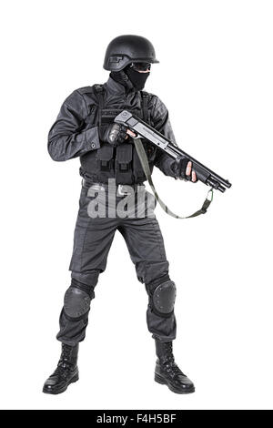 police officer with shotgun Stock Photo